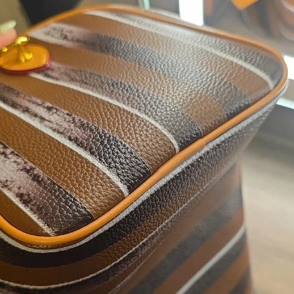 Elegant Brown Striped Women's Satchel - Picture 7 of 8